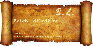 Brich Lóránt névjegykártya